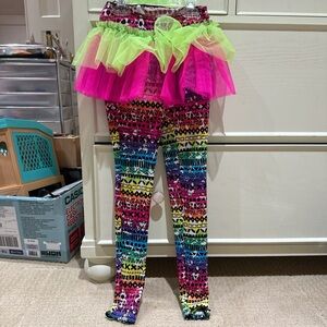 Colorful Patterned Leggings with Neon Tutu